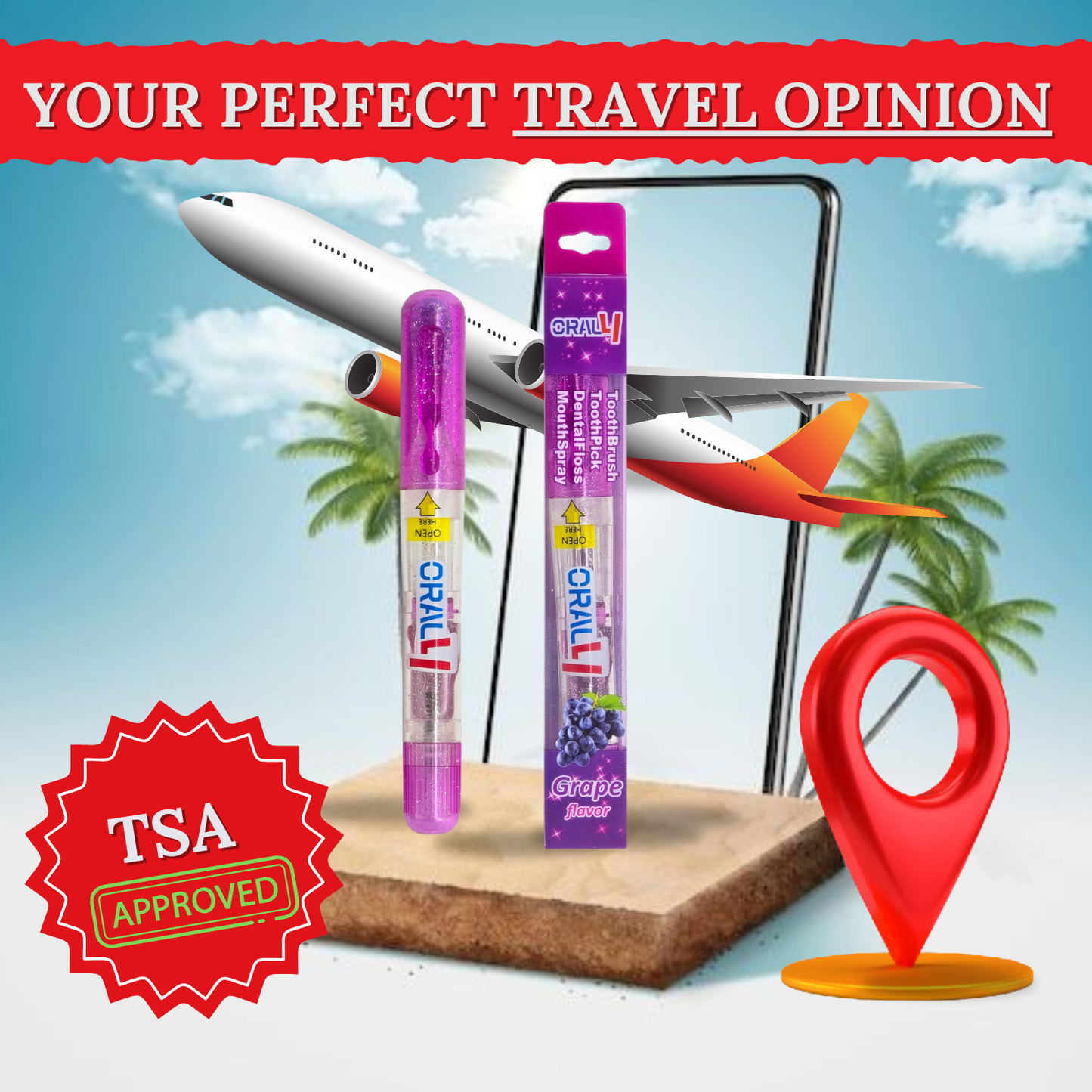 Oral4 Care Kit 4-in-1 Toothbrush with Toothpaste + Floss + Pick + Mouth Spray | Travel Size | Individual | Travel Set | Oral Hygiene Care (Grape 5 Pack)