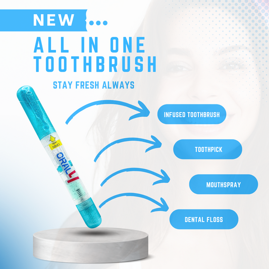 Oral4 Care Kit 4-in-1 Toothbrush with Toothpaste + Floss + Pick + Mouth Spray | Travel Size | Individual | Travel Set | Oral Hygiene Care (5 Pack)