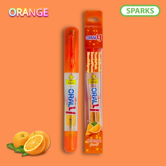 Oral4 Care Kit 4-in-1 Toothbrush with Toothpaste + Floss + Pick + Mouth Spray | Travel Size | Individual | Travel Set | Oral Hygiene Care (Orange 1 Pack)